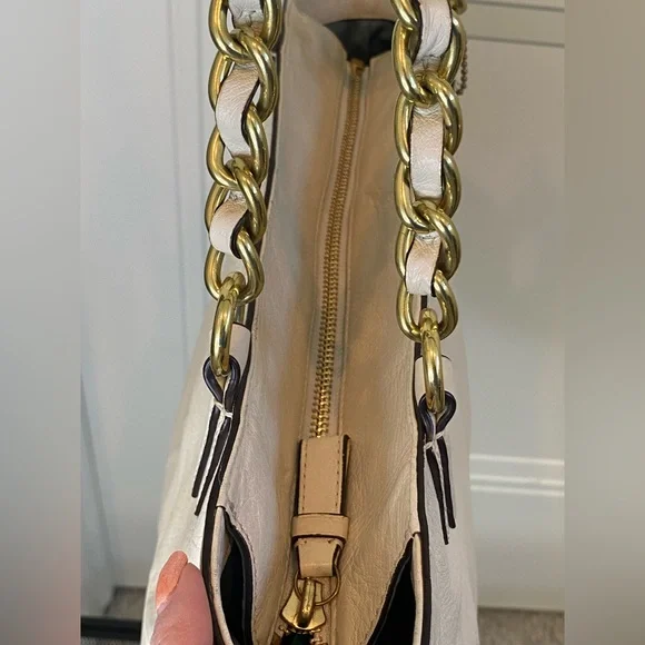Coach Ivory Leather Tote with Gold Chain and Leather Straps Retail Style 20466 - Picture 12 of 16